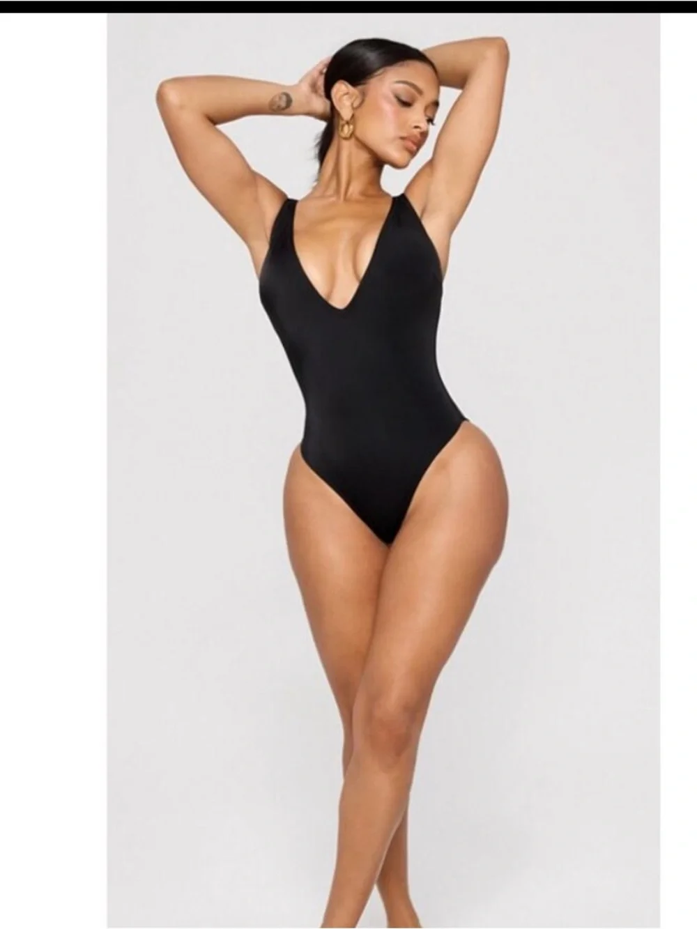 YITTY Black Plunge Neck One-Piece Swimsuit 2X